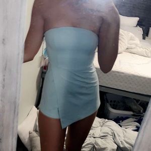 Light blue strapless romper
